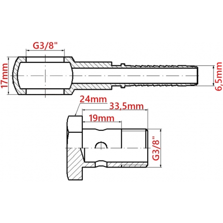 ZAKUWKA OCZKOWA FI 3/8 DN6 + ŚRUBA 3/8 BANJO